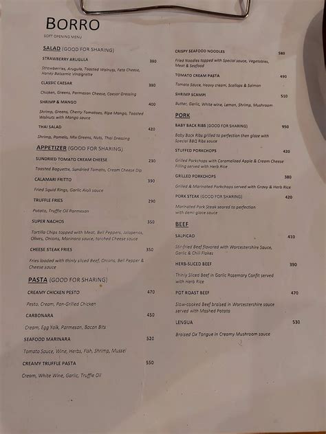 bocca quezon city menu|Borro Menu .